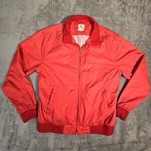 Peter Millar Men's Medium Windbreaker Golf Jacket Red Full Zip Mock Neck